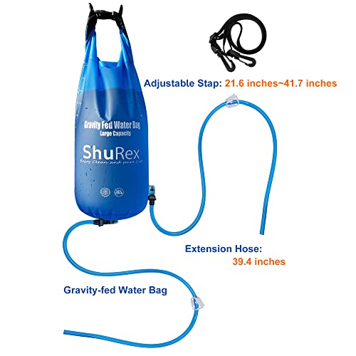 Shurex 3-Gal Gravity-Fed Water Bag with 2 Outlet Pipes for Sawyer Water Filtration System Survival Water Filter Straw, Compatible with LifeStraw and Other Water Filter Straw, BPA-Free (12L/3Gal) - Thumbnail 2