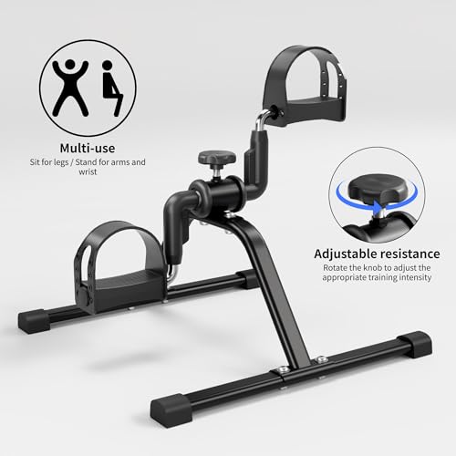 Image of Folding mini Exercise Bike Portable Pedal Exerciser Desk Bike with LCD Displays for Arms and Legs Low Impact Exercise (GRAY)