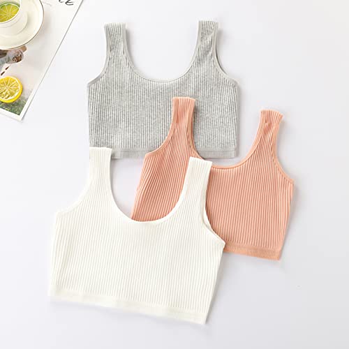 Feoya Teen Little Girls Stretch Wireless Bra Solid Color Soft Multi Piece Training Bras Cropped Vest M #TOP5