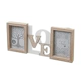 portafoto love maison du monde Para 2 fotos de 10x15 cm. Incluye colgadores metálicos dentados en la parte trasera. Cristal protector en cada foto.