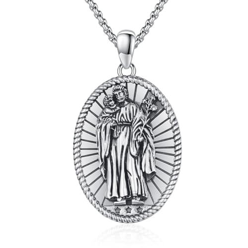 Médaille patronne en argent sterling 925 : le collier mixte idéal comme amulette protectrice