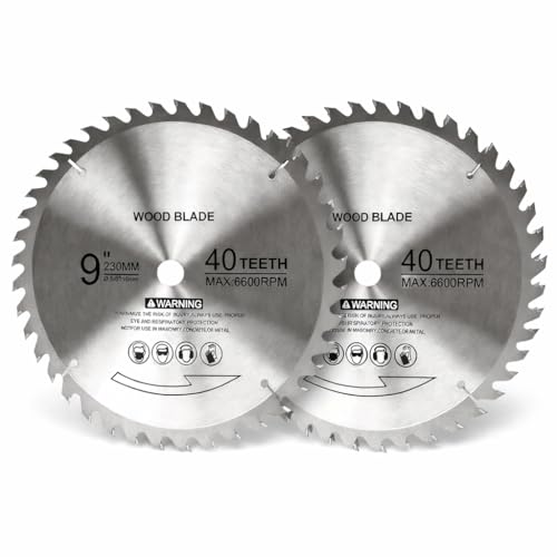 9 Inch Table Saw Blade 2 Pack, 40T Carbide Tipped Circular Saw Blade 5/8" Arbor, Smooth & Clean Cut for Wood, Plywood, Table Saw & Miter Saw