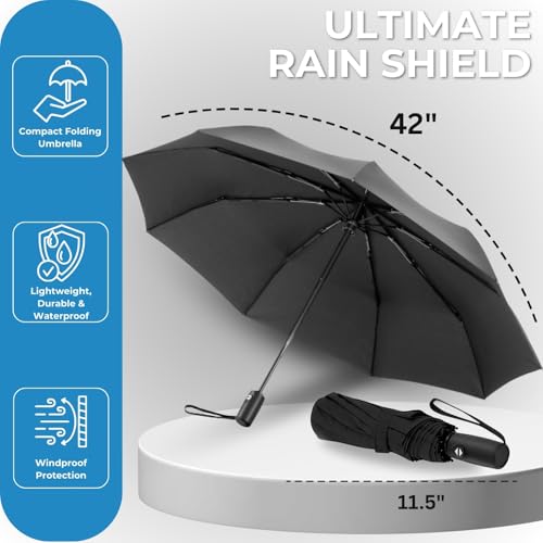 Image of Liberty Imports 3 Pack Windproof Travel Rain Umbrellas - Compact, Light, Automatic, Strong and Portable - for Men and Women
