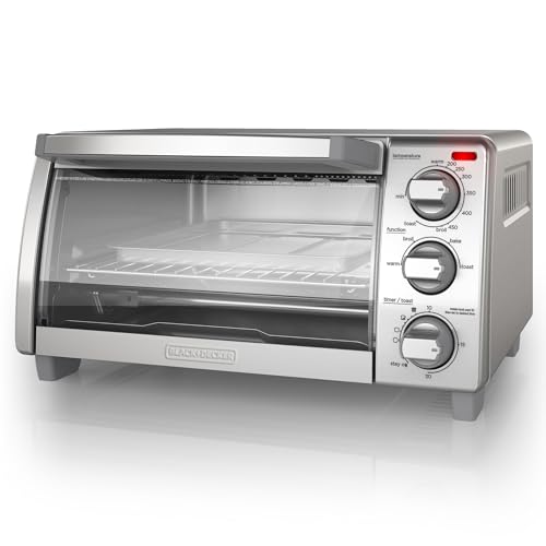 Comparison: Best Toaster Oven For Seniors 3 BLACK+DECKER 4-Slice Toaster Oven, TO1745SSG-1A, Even Toast, 4 Cooking Functions Bake, Broil, Toast and Keep Warm, Removable Crumb Tray, Timer