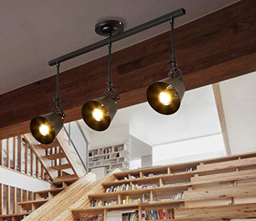 Lustre en fer rail d'éclairage orientable 3 têtes E27 Novely