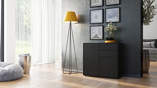 Vladon Kommode Sideboard Ben | In Schwarz Matt | 79 x 74 x 36 cm - B01H6Y4RU6 Vladon Kommode Sideboard Ben | In Schwarz Matt | 79 x 74 x 36 cm