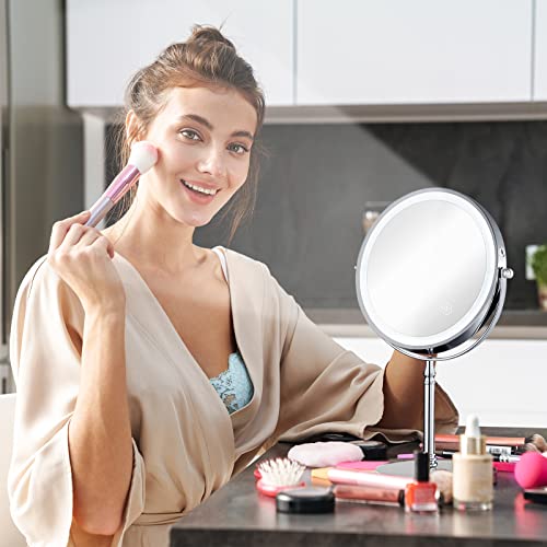 Acolar 8In 2000Mah Rechargeable Makeup Mirror Vanity Mirror With Lights,Double Sided 1X/10X Lighted Makeup Mirror With 3 Color Lighting,Touch Screen,Charge By Usb,Suitable For Bedroom #TOP6