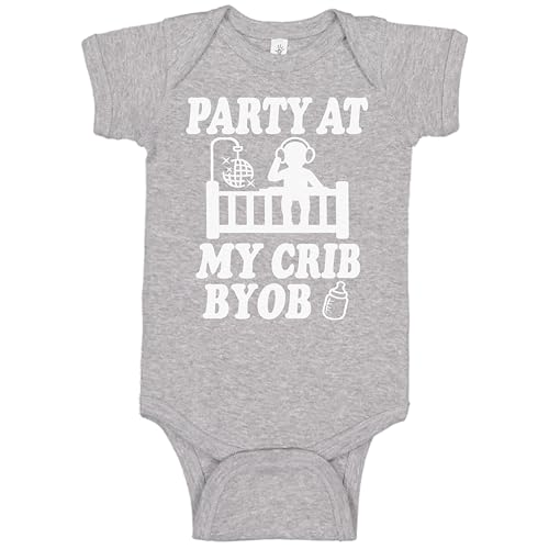 Image of Reaxion Funny Cute Baby Boy Girl Party At My Crib Bodysuits | Handmade Clothes For Infant Newborns