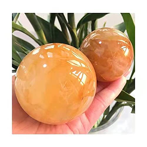 RaeGan 1pc Natural Golden Healer Quartz Spheres Yellow Hematoid Stone for Home Decoration 55-60mm