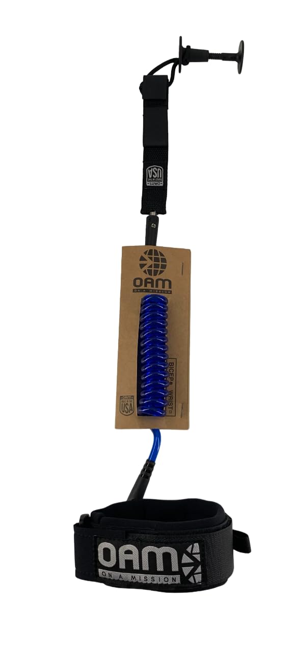 OAM Premium Regular Surfboard-Leine – 6‘ Bis 10‘ Länge, Made In USA, Mit Schlüsseltasche, Weicher Manschette, Doppelt Drehbar