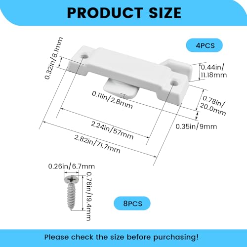 Aifeier ET 4 Pcs F2590 Sash Lock for Vertical and Horizontal Sliding Windows, Window Locks Replacement with Screws for Additional Home Security, 2-1/4” Mounting Hole Centers (White)