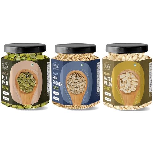 Image of LILA DRY FRUITS Roasted Pumpkin Sunflower Watermelon Seeds Combo Pack 300 Grams (100g x 3) | Super Snack Trio | Crunchy Roasted Seeds Mix | Healthy Daily Snacking Option Perfect for Gifting