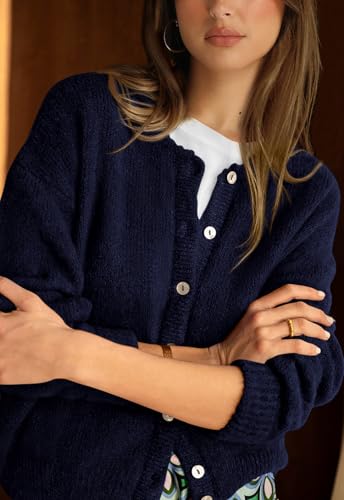 Image of PRETTYGARDEN Long Sleeve Crewneck Button Down Womens Sweaters Fall Open Front Chunky Cardigan Sweaters for Women 2026