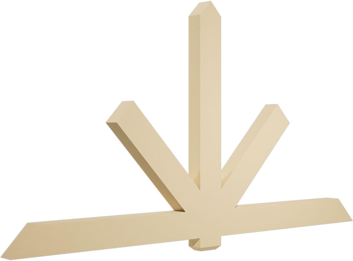 96"W x 52"H x 4"D x 6"F, 13/12 Pitch, Kennewick Signature Urethane Gable Bracket, Primed Tan