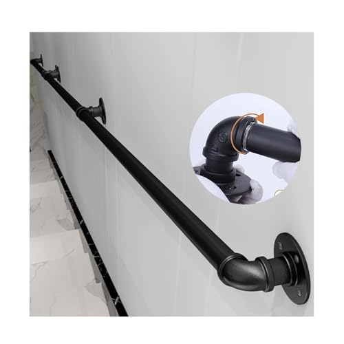 Rampe d'escalier sécurisée en métal noir de 3,2 cm facile à installer au mur