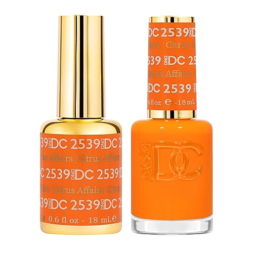 DND DC Gel Polish Set, Free Spirit Collection, UV/LED Gel Polish and Air Dry Nail Lacquer, Matching Chip-Free Polish Duo, 2539 Citrus Affairs, 0.5 Fl Oz