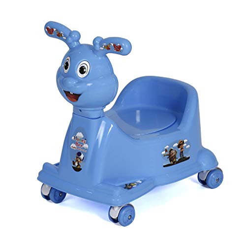 Image of Goyal's Rabbit Style Baby Potty Seat Cum Rider with Wheel and Removable Bowl for Kids (Blue)
