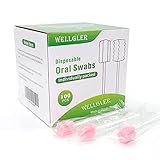 Wellgler's Disposable Oral Care Swabs, Sterile Sponge Mouth Swabs (100pcs, Pink)