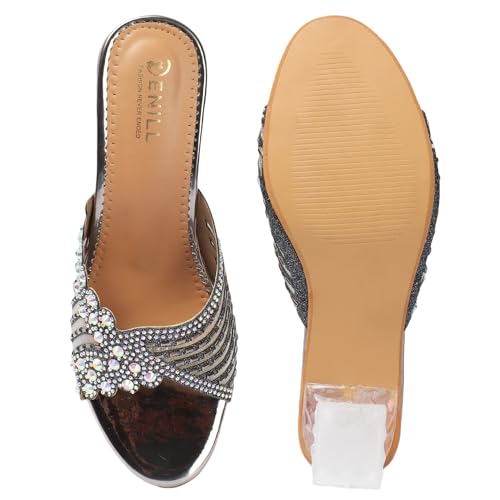 Image of Denill Women Wedding /Party Block Heel Slip-On Fashion Sandal for Women & Girls