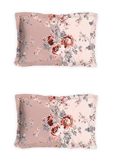 Image of DDECOR - Fleur 100% Cotton Double Bedsheet with 2 Pillow Covers, Red