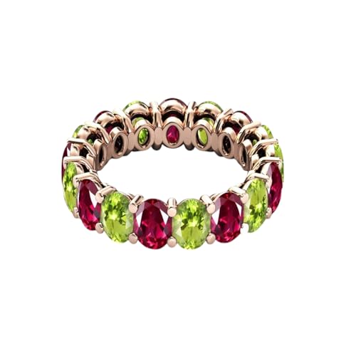 Green Peridot & Red Ruby Eternity Band For Her Art Deco Full Infinity Band Ruby Eternity Wedding Jewelry Cluster Engagement Ring 925 Sterling Silver Red & Green Gemstone4
