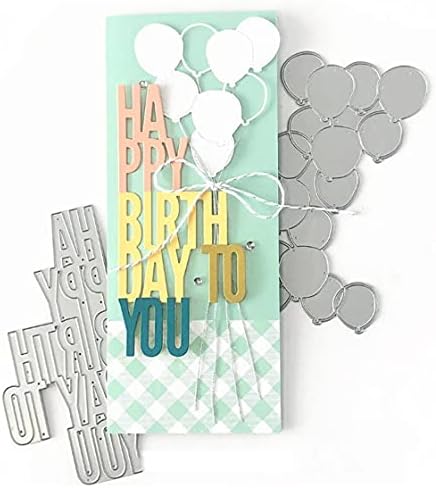 Mvchifay Cutting Dies Metal Stencils Scrapbooking Tool DIY Craft Carbon Steel Embossing Template for Paper Card Making (Happy Birthday ballon-14.6x12.2cm)