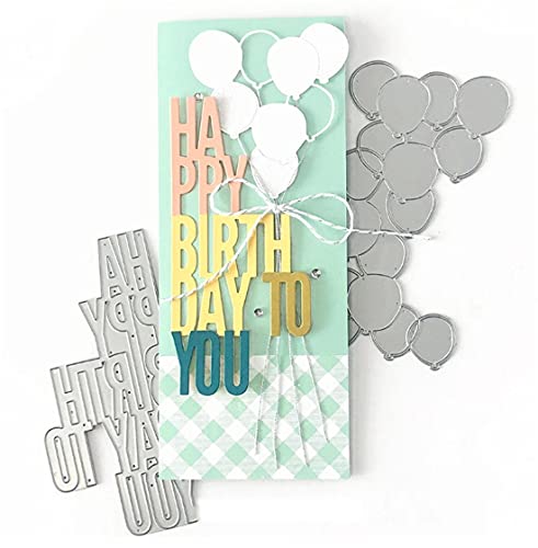 Mvchifay Cutting Dies Metal Stencils Scrapbooking Tool Diy Craft Carbon Steel Embossing Template For Paper Card Making (Happy Birthday Ballon-14.6X12.2Cm) #TOP7