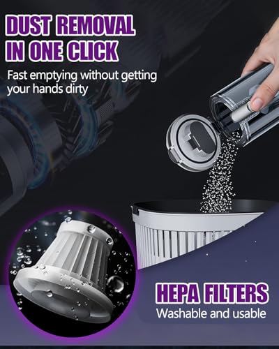 Makerstep Handheld Vacuum Cleaner,Car Vacuum Cleaner cordless,3-speed adjustment,Powerful 15000Pa cyclone suction,Portable and rechargeable,Wet and Dry for for Pet Hair Vehicle Home Office - Image 6