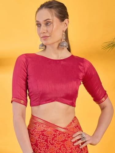 Image of SIRIL Women's Printed Chiffon Saree with Unstitched Blouse Piece
