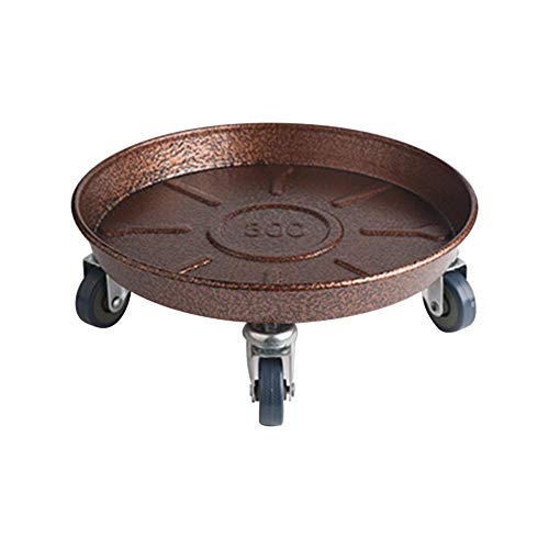 bestlle Bandeja móvil para macetas, Redonda de Metal Freemove con Base de Soporte de polea Universal para Plantas con Rodillo, Cobre, 36 cm
