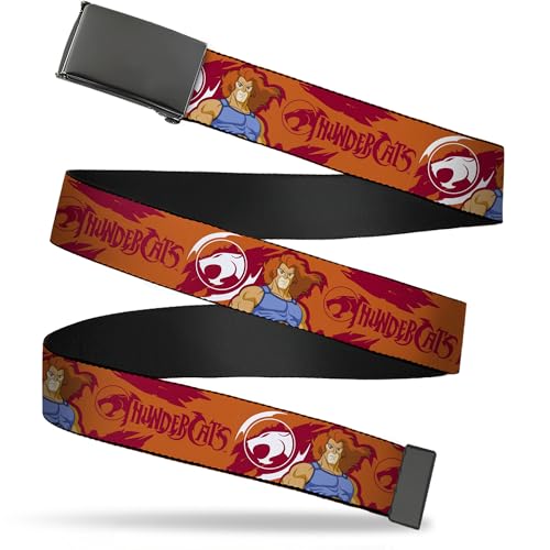 Buckle-Down ThunderCats Flip Web Belt Thundercats Lion O and Title Logo Orange Red White