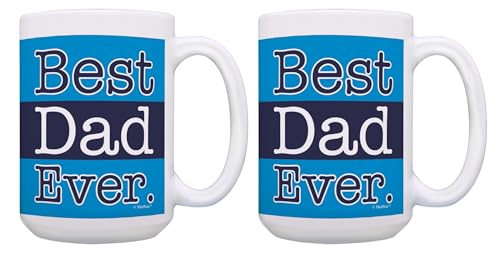 ThisWear Best Dad Ever Gifts For Best Dad Ever Mug Set 2 Pack 15oz Ceramic Coffee Mug Set Blue