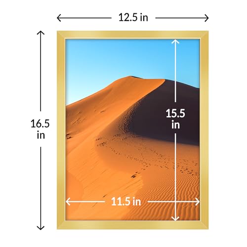 LaVie Home 12x16 Picture Frame for Wall Display, 12x16 Gold Picture Frame with HD Plexiglas, 12 x 16 Poster Frame 1 Pack, Display Frame for Vertical or Horizontal, Classic Collection
