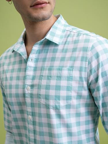 Image of Highlander Men's Slim Fit Checks Shirt | Full Sleeves | Regular Collar | Casual Shirts for Men