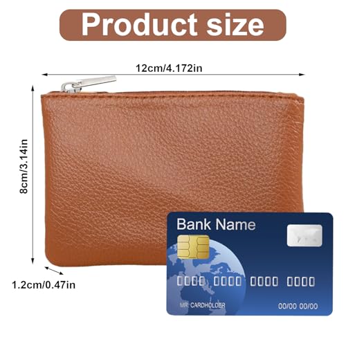 2 Pack Leather Zipper Coin Purse, Portable PU Leather Coin Purse,Mini Coin Pocket Pouch Change Holder, Coin Pouch with Zipper for Men Women Headset Credit Card ID Key Lipstick (Black&Brown)2