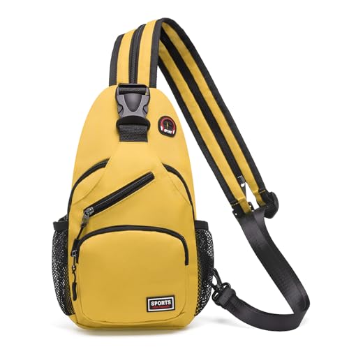 Image of Convertible Sling Bags for Women Men, Lightweight Crossbody Backpack Daypack Fit for 7.9 inch Tablet for Casual Travel Sport Hiking (Yellow)