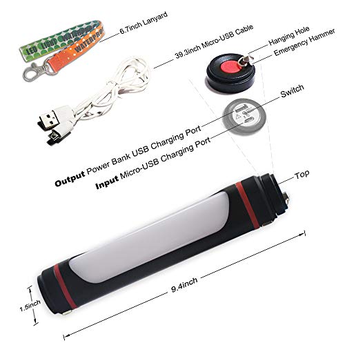 Camping Light Lantern,Portable Led Light USB Rechargeable Bright Flashlight Multifunctional Waterproof Mosquito Repellent Lamp with Power Bank Magnet SOS Car Safety Hammer for Workshop Travel Garage - Thumbnail 7