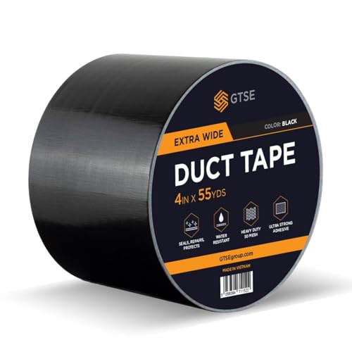 Gocableties - Cinta americana negra de 100 mm x 50 m - Cinta de tela resistente, ancha, adhesiva e impermeable - Para...