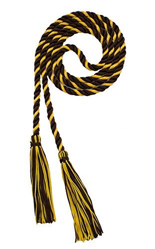 Image of Graduation Honor Cord - Brown /Gold - Every School Color Available - Made in USA