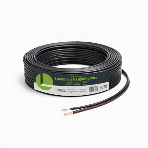 Câble d'éclairage extérieur basse tension 12/2 DB UV 30,5 m pour jardin