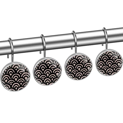 Crochets rideau de douche acier inox contre la rouille avec décor noir x12 - 3