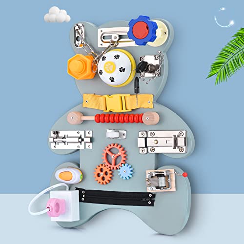 KKTECT Busy Board Montessori Jouet Tableau d'activité Bébé 15 en 1 pour Apprendre la motricité Fine et Les compétences de Base Cadeau de Jouet d'éducation précoce pour Enfant