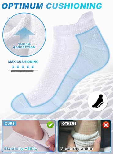 Trusiel Ankle Athletic Running Socks Cushioned Anti-Blister Low Cut Tab No Show Socks for Women 5 Pairs3