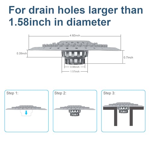 Bathtub Drain Hair Catcher, Silicone Tub Hair Catcher Drain Protector Strainer, Collapsible Shower Hair Drain Catcher Strainer for 1.48\'\' to 1.75\'\' Regular Drains, 3PCS - Thumbnail 3