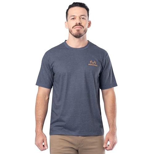 Realtree Men's Short Sleeve Graphic Performance Tee, Moisture Wicking Lightweight T-Shirt for Hunting and Outdoor Lifestyle, Blue/Property of RT, X-Large