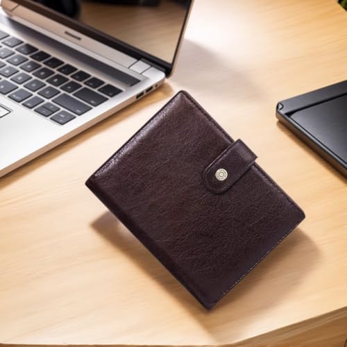 Genuine Leather Wallet Unisex Expandable Accordion Multi-Card Capacity (Coffee)2