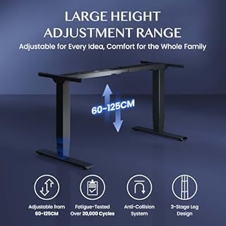 FLEXISPOT EC5 Plus Bureau Assis Debout Capacité de Charge 120kg,Électrique à 2 Moteurs,Cadre de Bureau Réglable en Hauteur,Panneau de Contrôle avec Port-Type C/A,Système Anti-Collision,Noir