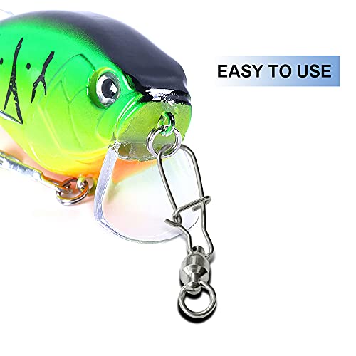 Image of Atibin High Strength Fishing Swivels Tackle Stainless Connector Fishing Snaps Swivel Steel Lock Snap Swivels Saltwater Line Lure Connector 25pcs 108lbs