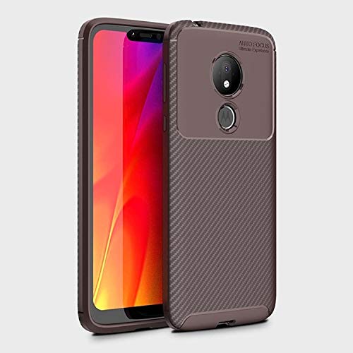 Coque de protection pour Motorola Moto G7 Power US antichoc souple marron en carbone