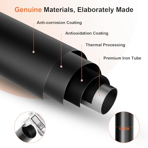120 to 170 Inch Long Curtain Rods (10ft-14ft), 1" Diameter Thick Adjustable Black Decorative Curtain Rod for Windows - Heavy Duty Improved Adjustable Metal Brackets, for Sliding Glass Doors by Gogrinliv - Image 7